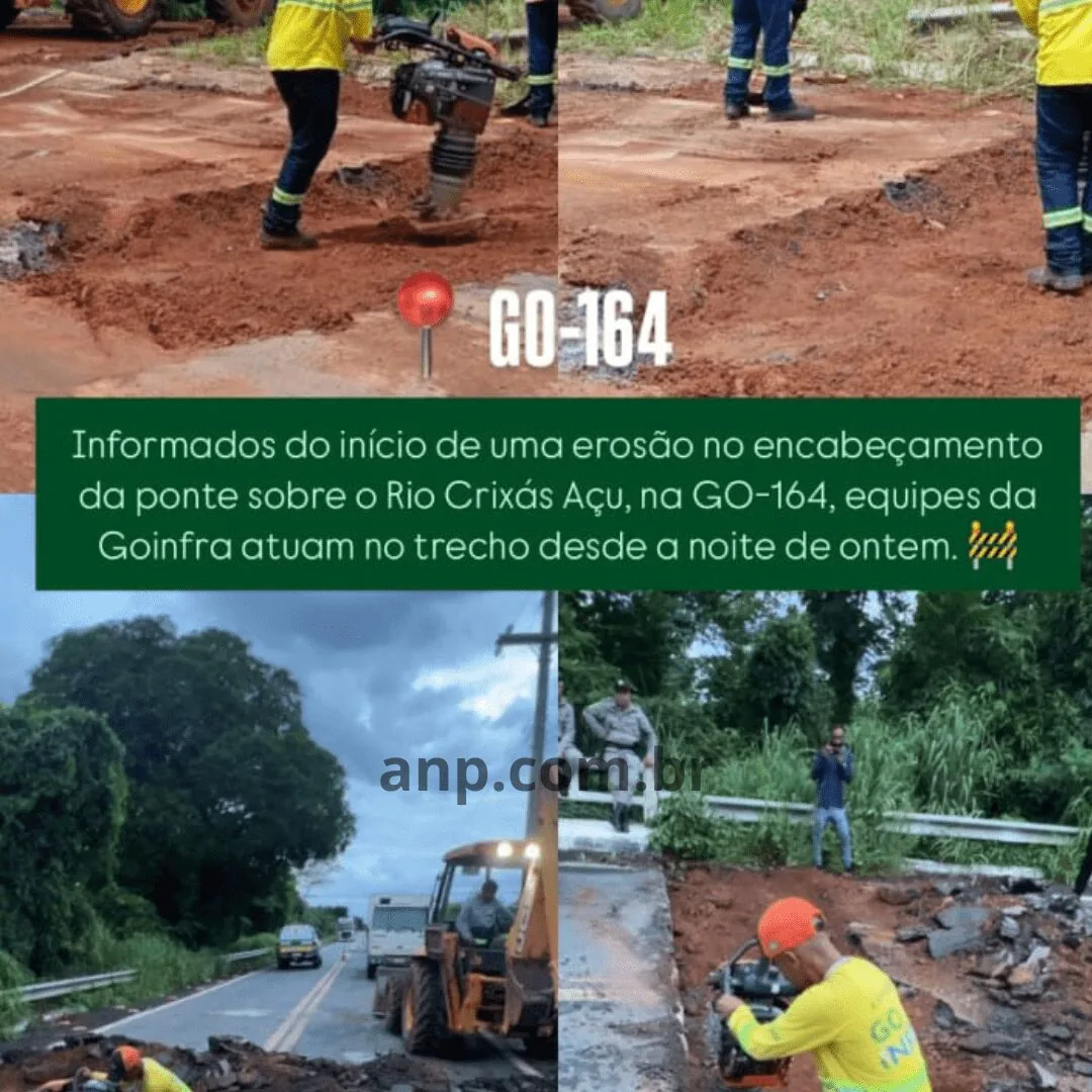 Reparos Urgentes na Ponte sobre o Rio Crixás-Açu: GO-164 Interditada