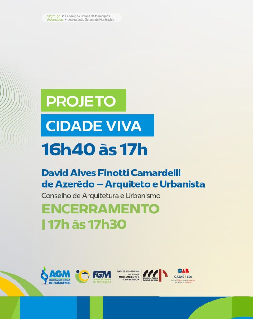 Convite Projeto Cidade Viva, horários e palestrante.