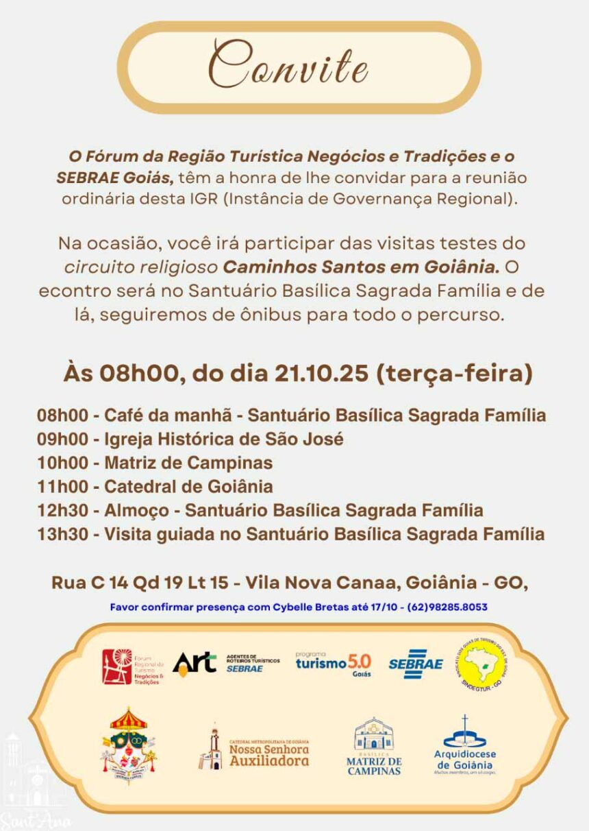 Experiência teste do Roteiro Sagrada Família impulsiona o Circuito Caminhos Santos em Goiânia