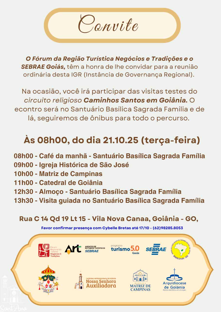 Experiência teste do Roteiro Sagrada Família impulsiona o Circuito Caminhos Santos em Goiânia