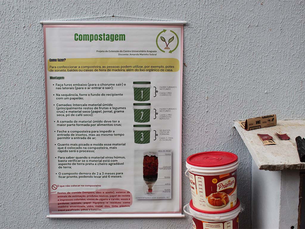 Banner sobre compostagem e materiais permitidos.