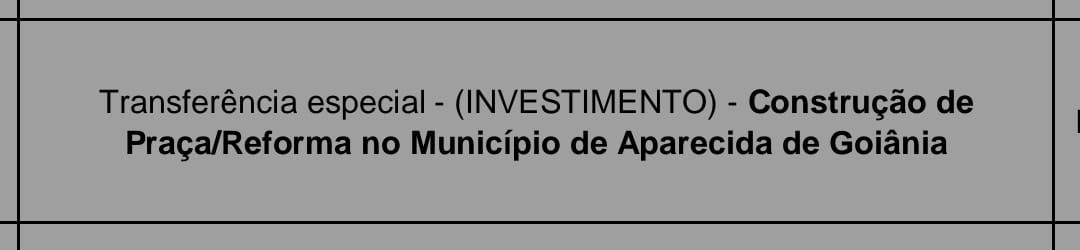 Investimento em praça, Aparecida de Goiânia.