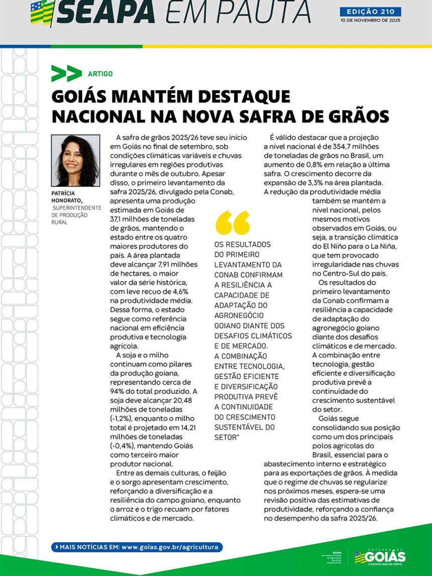 SEAPA divulga novidades e pautas essenciais para o agronegócio em Goiás