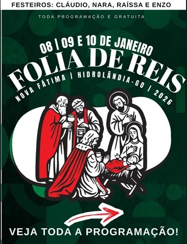 Cartaz Folia de Reis em Hidrolândia, Goiás.