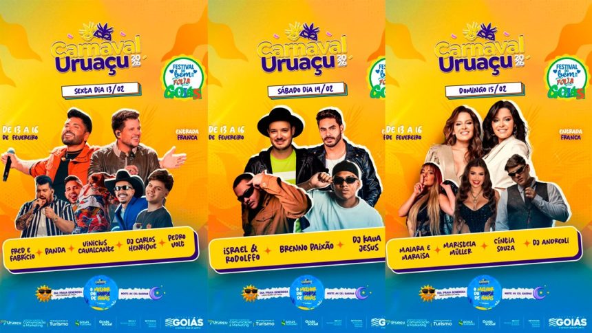 Grandes nomes do sertanejo comandam três noites de shows no Carnaval de Uruaçu