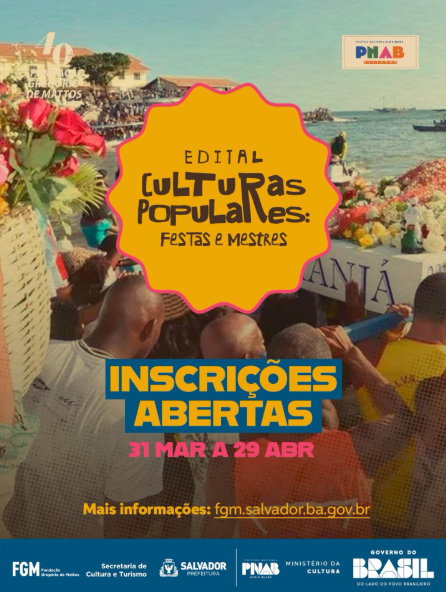 Cartaz de inscrições para edital cultural.